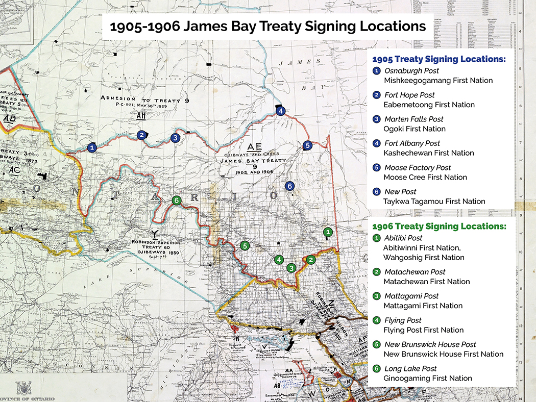 Treaty 9 Map - 1905-1906 James Bay Treaty Signing Locations